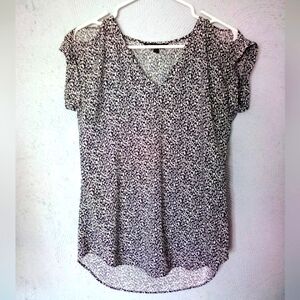 EXPRESS Patterned Open Shoulders Dress Shirt